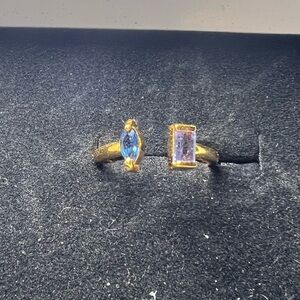 Gold vermeil over sterling silver blue topaz and iolite size 5.5 ring